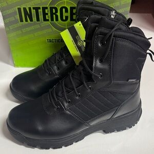 Black Leather Work Boots Mens 12 Zipper Side